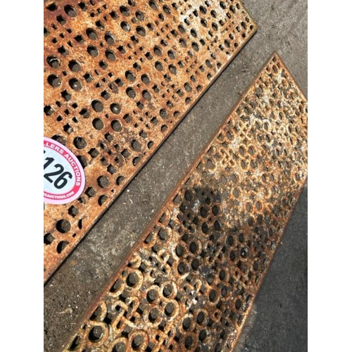 1126 - A PAIR OF CAST IRON GRATES, EACH 77CM X 28CM / ALL LOTS ARE LOCATED IN SL0 9LG, REGRETFULLY WE DO NO... 