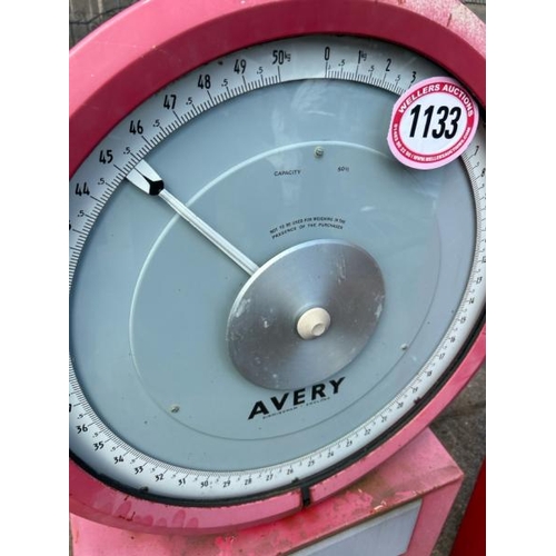 1133 - ORIGINAL AVERY SCALES, 50KG CAPACITY, TYPE: 3303 COB, 120CM (H) / ALL LOTS ARE LOCATED IN SL0 9LG, R... 