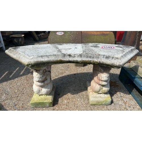 1143 - A THREE PIECE RECONTITUTED STONE GARDEN BENCH, 45CM (H) X 105CM (W) / ALL LOTS ARE LOCATED IN SL0 9L... 