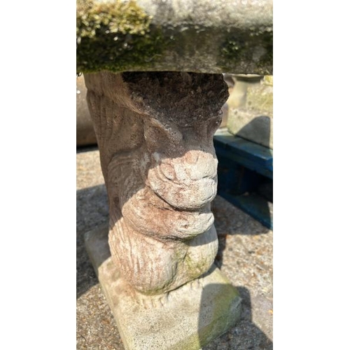 1143 - A THREE PIECE RECONTITUTED STONE GARDEN BENCH, 45CM (H) X 105CM (W) / ALL LOTS ARE LOCATED IN SL0 9L... 