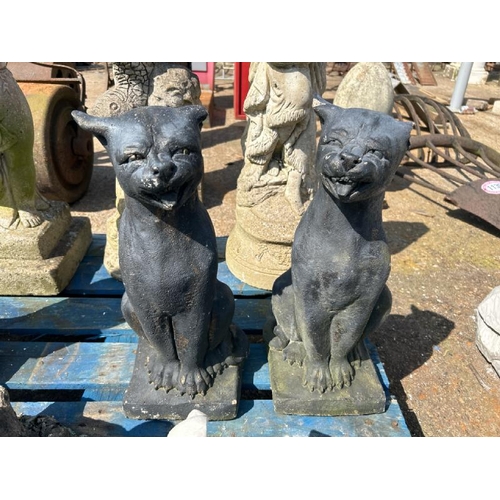 1148 - A PAIR OF RECONSTITUTED STONE CAT STATUES, DAMAGED, 50CM (H) / ALL LOTS ARE LOCATED IN SL0 9LG, REGR... 