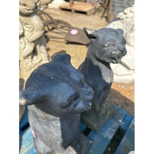 1148 - A PAIR OF RECONSTITUTED STONE CAT STATUES, DAMAGED, 50CM (H) / ALL LOTS ARE LOCATED IN SL0 9LG, REGR... 