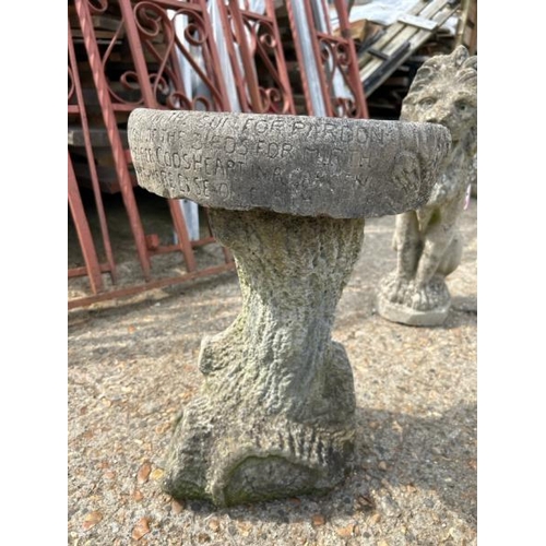 1166 - A TWO PIECE RECONTITUTED STONE BIRD BATH, 43CM (H) / ALL LOTS ARE LOCATED IN SL0 9LG, REGRETFULLY WE... 