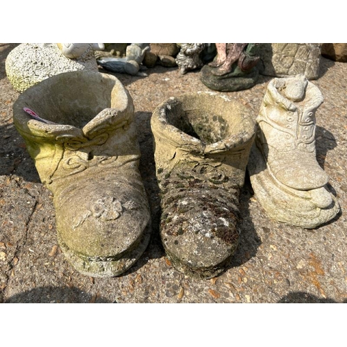 1168 - THREE RECONSTITUTED STONE BOOT ORNAMENTS / ALL LOTS ARE LOCATED IN SL0 9LG, REGRETFULLY WE DO NOT OF... 