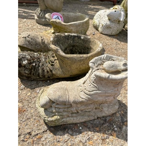 1168 - THREE RECONSTITUTED STONE BOOT ORNAMENTS / ALL LOTS ARE LOCATED IN SL0 9LG, REGRETFULLY WE DO NOT OF... 