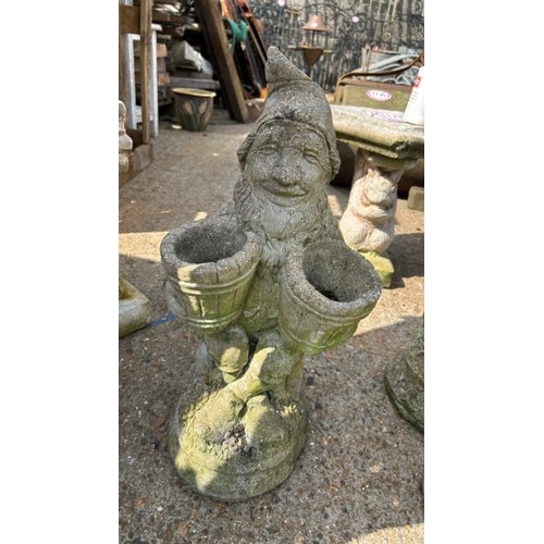 1170 - A STATUE OF A GNOME HOLDING TWO POTS, 58CM (H) / ALL LOTS ARE LOCATED IN SL0 9LG, REGRETFULLY WE DO ... 