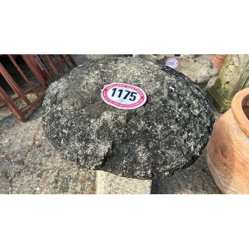 1175 - A RECONSTITUTED TWO PIECE STADDLE STONE, 60CM (H) / ALL LOTS ARE LOCATED IN SL0 9LG, REGRETFULLY WE ... 