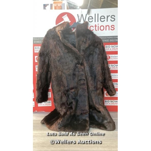 3363 - VINTAGE CONTINENTAL FURS BLACKPOOL MJ SIZE MEDIUM DK BROWN REAL FUR COAT