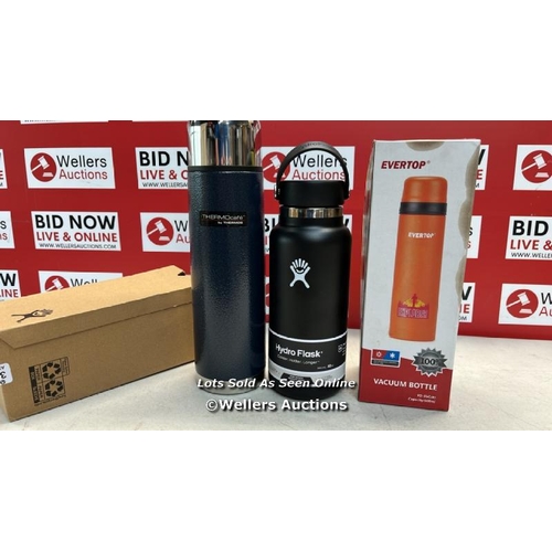 3015 - RRP VALUE: £70 TO INCL. THERMOCAFE BY THERMOS STAINLESS STEEL FLASK, HAMMERTONE BLUE, 1 L / HYDRO FL... 