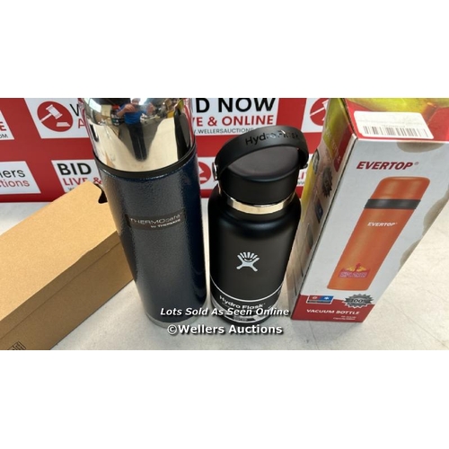 3015 - RRP VALUE: £70 TO INCL. THERMOCAFE BY THERMOS STAINLESS STEEL FLASK, HAMMERTONE BLUE, 1 L / HYDRO FL... 