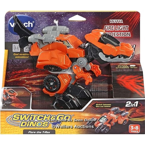 3055 - VTECH SWITCH & GO DINOS FLARE THE T-REX KIDS TOY, INTERACTIVE DINOSAUR TOY SWITCHES INTO A CAR, 2-IN... 