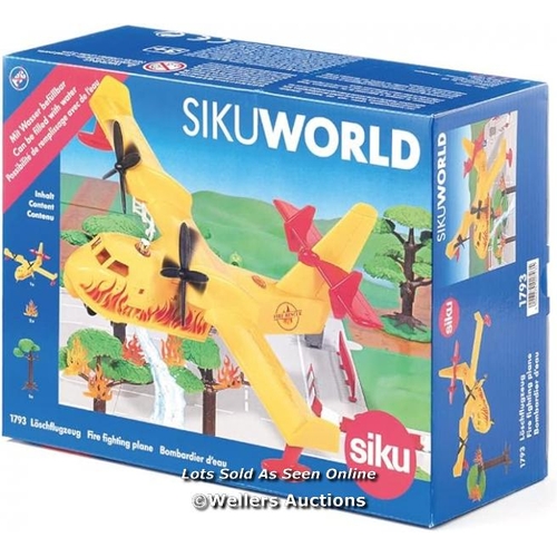 3059 - SIKU 1793, FIRE-FIGHTING AIRPLANE, INCL. 1 TREE AND 2 IMITATION FLAMES, METAL/PLASTIC, YELLOW, CAN B... 