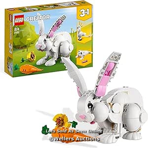 3061 - LEGO 31133 CREATOR 3IN1 WHITE RABBIT ANIMAL TOY BUILDING SET, BUNNY TO SEAL AND PARROT FIGURES, BRIC... 