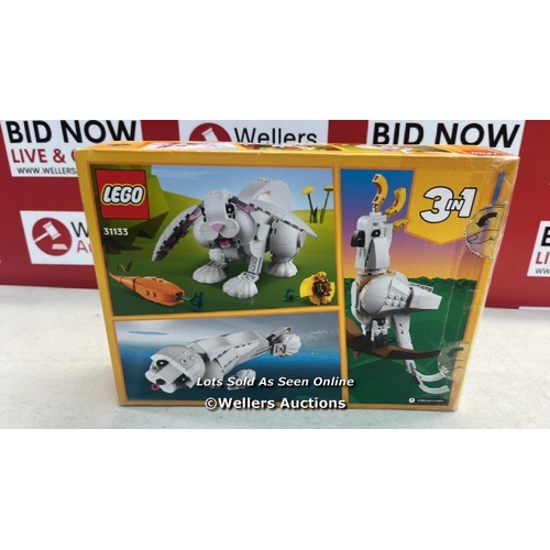 3061 - LEGO 31133 CREATOR 3IN1 WHITE RABBIT ANIMAL TOY BUILDING SET, BUNNY TO SEAL AND PARROT FIGURES, BRIC... 