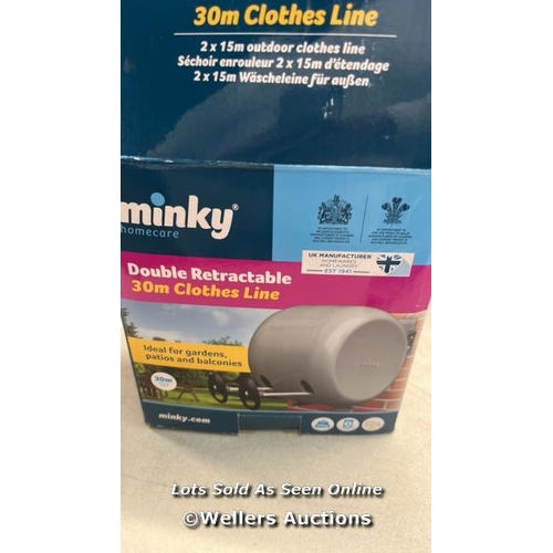 3217 - MINKY RETRACTABLE DUO REEL WASHING LINE, GREY, 2X15M / E71