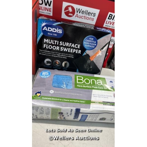 3226 - RRP VALUE: �70 TO INCL. BONA MULTI SURFACE FLOOR CLEANING KIT / ADDIS CARPET SWEEPER MANUAL ROLLER F... 