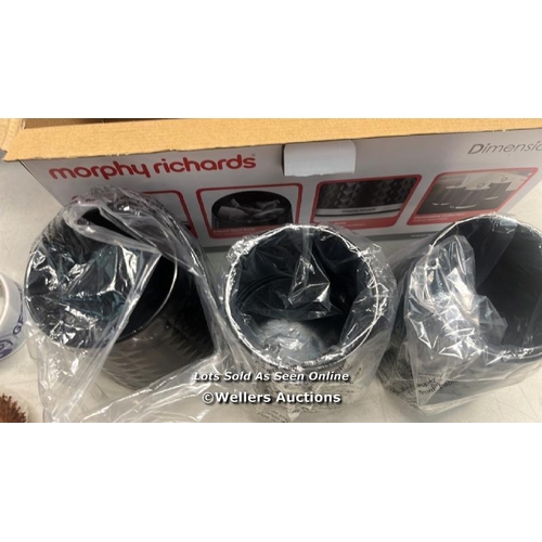 3253 - MORPHY RICHARDS 978053 DIMENSIONS SET OF 3 ROUND KITCHEN STORAGE CANISTERS, BLACK / E81