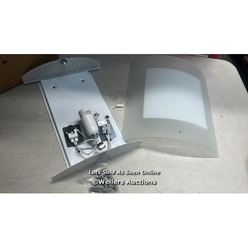 3257 - NATIONAL LIGHTING BLAIRE MODERN CLEAR & FROSTED GLASS CURVED E14 LED COMPATIBLE WALL LIGHT WITH PULL... 