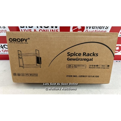 3337 - OROPY 2 TIER SPICE RACK FOR COUNTERTOP, HEIGHT ADJUSTABLE METAL STANDING KITCHEN STORAGE ORGANIZER S... 