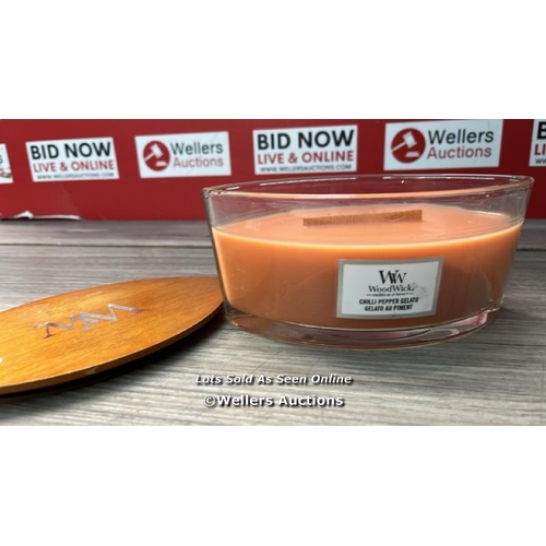 3536 - WOODWICK ELLIPSE SCENTED CANDLE WITH CRACKLING WICK / CHILLI PEPPER GELATO / UP TO 50 HOURS BURN TIM... 