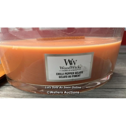 3536 - WOODWICK ELLIPSE SCENTED CANDLE WITH CRACKLING WICK / CHILLI PEPPER GELATO / UP TO 50 HOURS BURN TIM... 