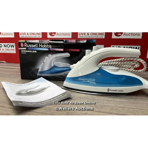 3565 - RUSSELL HOBBS DUAL VOLTAGE STEAM GLIDE TRAVEL IRON, 80ML WATER TANK, STAINLESS STEEL SOLEPLATE, WATE... 