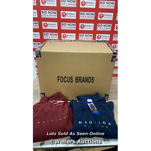 2246 - BOX OF 30 LADIES NEW NAUTICA FLEECE 1/4 ZIP SWEATSHIRTS / NAVY & RED / MIXED SIZES / P14-16