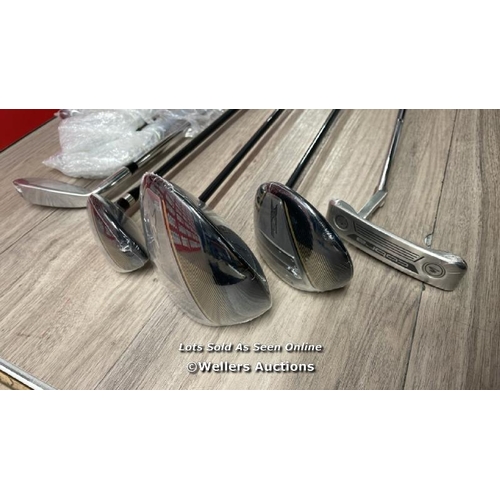 4052 - 9 X COBRA GOLF CLUBS AND 1 X KIRKLAND SIGNATURE GOLF CLUB / APPEARS NEW / MIXED SIZES / P5