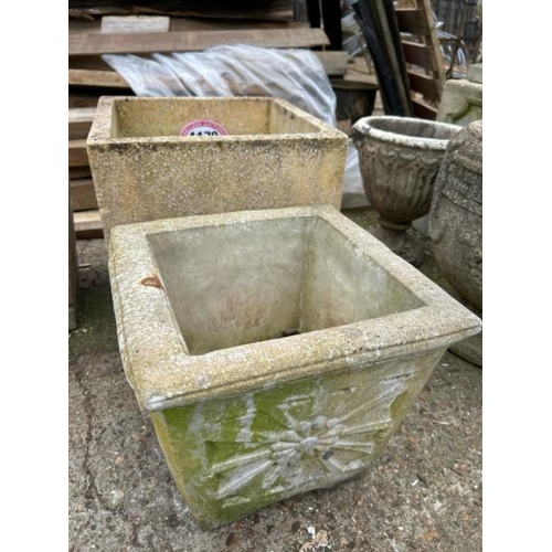 1178 - TWO PLANTERS, LARGEST 38CM (H) X 37CM SQUARED / ALL LOTS ARE LOCATED IN SL0 9LG, REGRETFULLY WE DO N... 