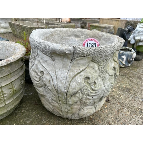 1180 - THREE RECONSTITUTED STONE PLANTERS, 40CM (H) / ALL LOTS ARE LOCATED IN SL0 9LG, REGRETFULLY WE DO NO... 