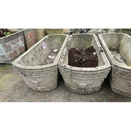 1188 - THREE MATCHING GRECIAN STYLE PLANTERS, 25CM (H) X 91CM (L) X 33CM (D) / ALL LOTS ARE LOCATED IN SL0 ... 