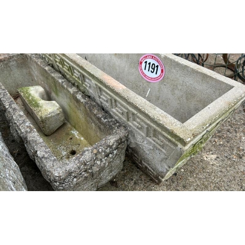 1191 - THREE NON-MATCHING TROUGHS, LARGEST 25CM (H) X 78CM (L) X 24CM (D) / ALL LOTS ARE LOCATED IN SL0 9LG... 