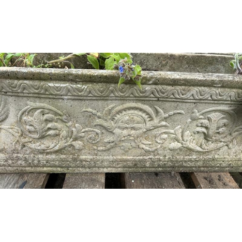 1194 - FOUR MATCHING RECONSTITUTED STONE RECTANGULAR PLANTERS, 26CM (H) X 72CM (L) X 23CM (D) / ALL LOTS AR... 