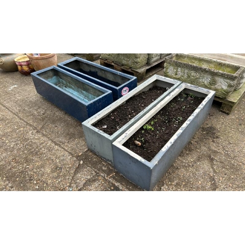 1197 - TWO MATCHING PAIRS OF RESIN/FIBREGLASS PLANTERS, LARGEST 30CM (H) X 98CM (L) X 29CM (D) / ALL LOTS A... 