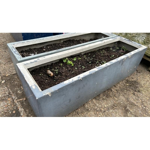 1197 - TWO MATCHING PAIRS OF RESIN/FIBREGLASS PLANTERS, LARGEST 30CM (H) X 98CM (L) X 29CM (D) / ALL LOTS A... 