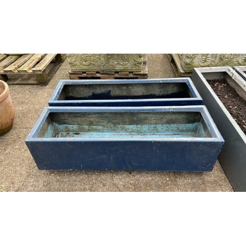 1197 - TWO MATCHING PAIRS OF RESIN/FIBREGLASS PLANTERS, LARGEST 30CM (H) X 98CM (L) X 29CM (D) / ALL LOTS A... 