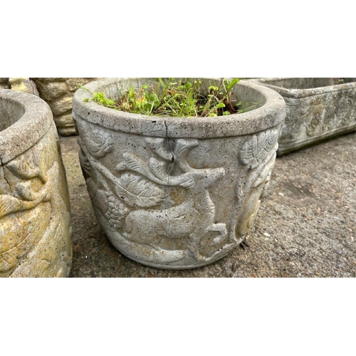 1200 - A PAIR OF RECONSTITUTED STONE ROUND PLANTERS, 30CM (H) X 40CM (DIA) / ALL LOTS ARE LOCATED IN SL0 9L... 