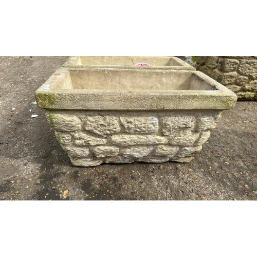 1202 - FOUR MATCHING RECONSTITUTED STONE PLANTERS, 26CM (H) X 48CM (L) X 25CM (D) / ALL LOTS ARE LOCATED IN... 