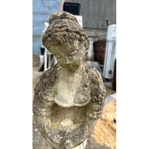 1203 - A RECONSTITUTED STONE STATUE OF A LADY HOLDING A DOVE, 84CM (H) / ALL LOTS ARE LOCATED IN SL0 9LG, R... 