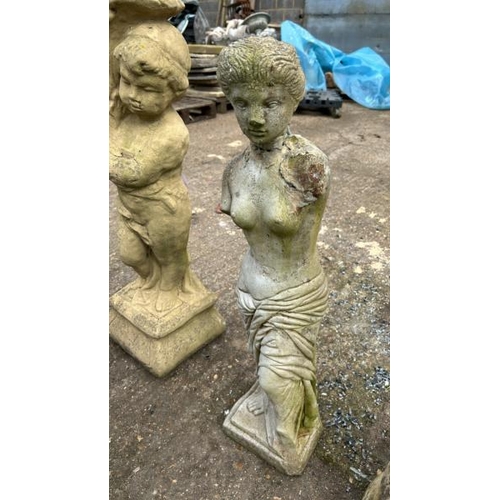 1204 - A RECONSTITUTED STONE STATUE OF A DRAPED LADY, 75CM (H) / ALL LOTS ARE LOCATED IN SL0 9LG, REGRETFUL... 