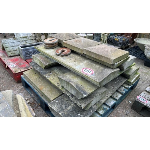 1211 - A PALLET OF ASSORTED RECONSTITUTED STONE COPING AND PIER CAPS / ALL LOTS ARE LOCATED IN SL0 9LG, REG... 