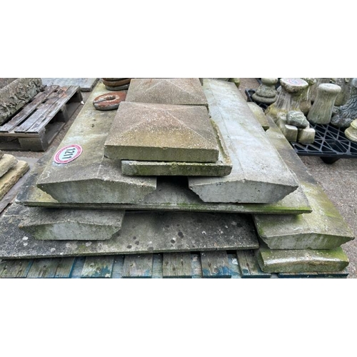 1211 - A PALLET OF ASSORTED RECONSTITUTED STONE COPING AND PIER CAPS / ALL LOTS ARE LOCATED IN SL0 9LG, REG... 