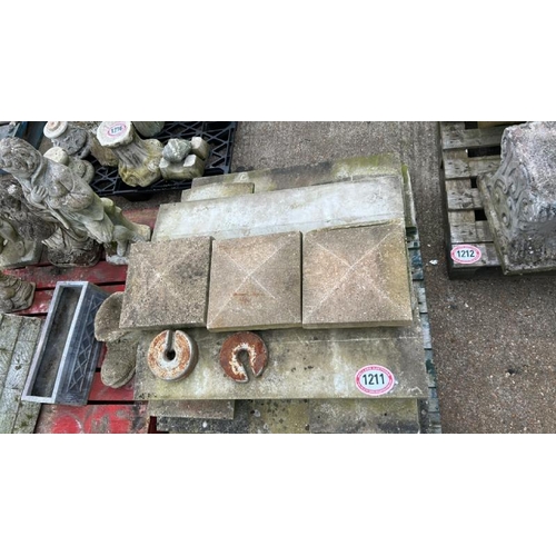 1211 - A PALLET OF ASSORTED RECONSTITUTED STONE COPING AND PIER CAPS / ALL LOTS ARE LOCATED IN SL0 9LG, REG... 