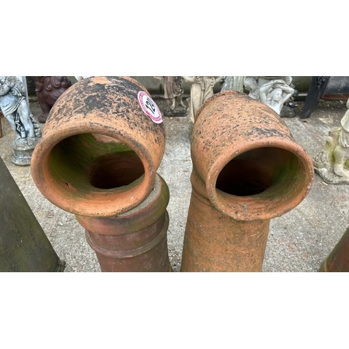 1241 - A NON-MATCHING PAIR OF TERRACOTTA TWIN VENT CHIMNEY POTS, TALLEST 84CM (H) / ALL LOTS ARE LOCATED IN... 