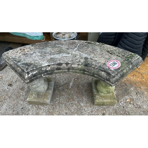 1246 - A THREE PIECE RECONSTITUTED STONE GARDEN BENCH, 47CM (H) X 108CM (W) X 40CM (D) / ALL LOTS ARE LOCAT... 