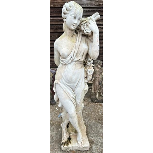 1248 - A LARGE RECONSTITUTED STONE STATUE OF A DRAPED LADY, 141CM (H) / ALL LOTS ARE LOCATED IN SL0 9LG, RE... 