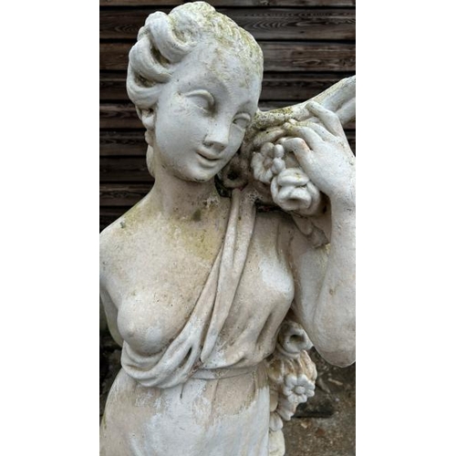 1248 - A LARGE RECONSTITUTED STONE STATUE OF A DRAPED LADY, 141CM (H) / ALL LOTS ARE LOCATED IN SL0 9LG, RE... 