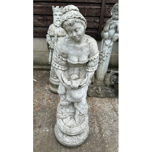 1251 - A RECONSTITUTED STONE STATUE OF A LADY HOLDING A DOVE, 84CM (H) / ALL LOTS ARE LOCATED IN SL0 9LG, R... 