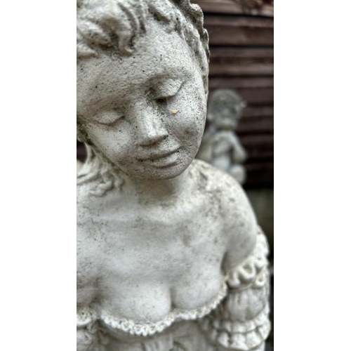 1251 - A RECONSTITUTED STONE STATUE OF A LADY HOLDING A DOVE, 84CM (H) / ALL LOTS ARE LOCATED IN SL0 9LG, R... 