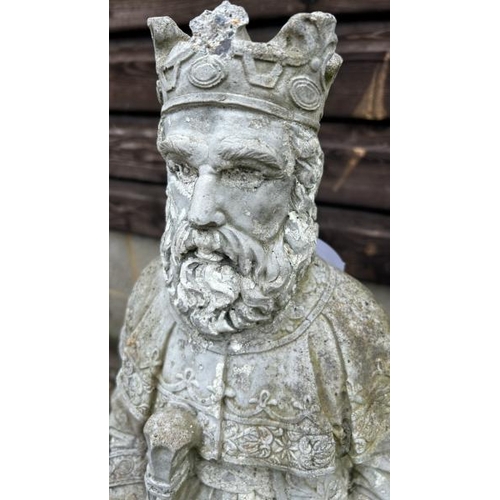 1254 - A RECONSTITUTED STONE STATUE OF KING ARTHUR, 82CM (H) / ALL LOTS ARE LOCATED IN SL0 9LG, REGRETFULLY... 